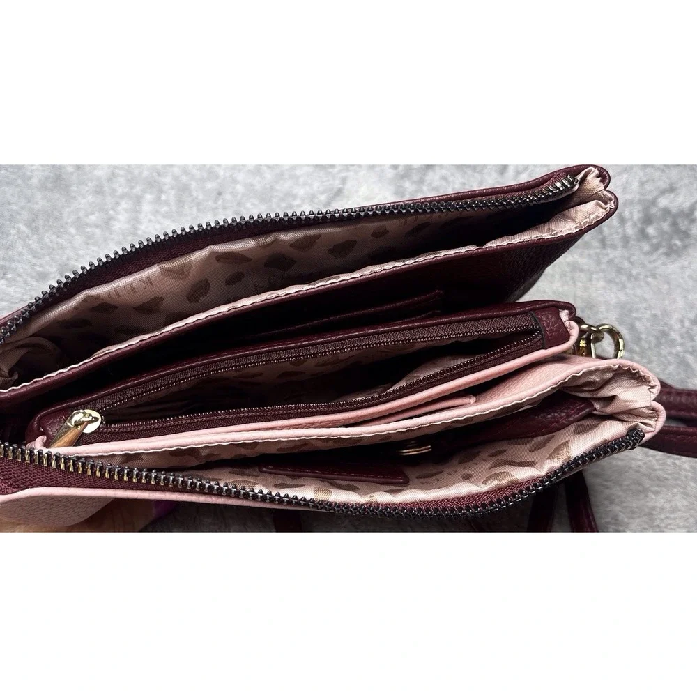 KEDZIE Eclipse Convertible Purse Wallet‎ Crossbody Bag Vegan Leather Brown